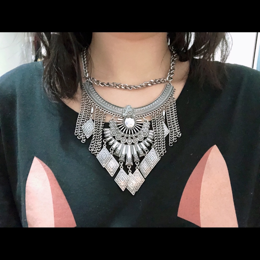 Boho silver necklace!